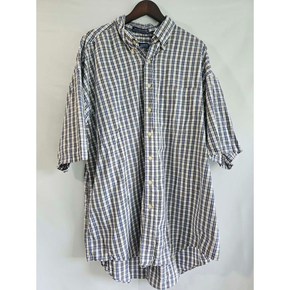 Arrow Estate Cotton 2XLT Plaid Button-Up Shirt